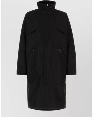 Entire studios Long Polyester Jacket High Collar Pockets - Black