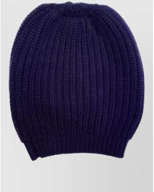 LA ROSE Cashmere Beanie Ribbed Texture Stretch Fit - Blue
