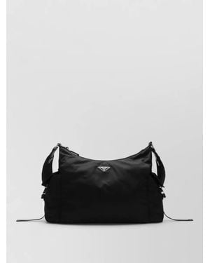 Prada Shoulder Bag Adjustable Strap Side Pockets - Black