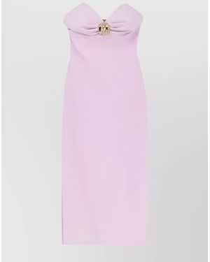 Elisabetta Franchi Draped Bustier Midi Dress With Metal Detail - Pink