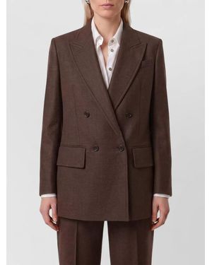 Max Mara Virgin Wool Double-Breasted Suit Jacket - Brown
