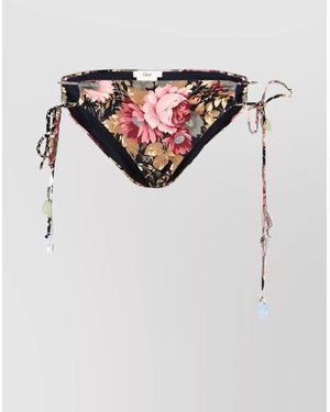Chloé Floral Print Beaded Trim Coverups - White