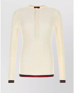 Gucci Silk Jumper Contrast Trim - Natural