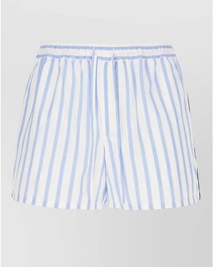 Dolce & Gabbana Cotton Blend Bermuda Shorts Striped Pattern Back Pocket - Blue
