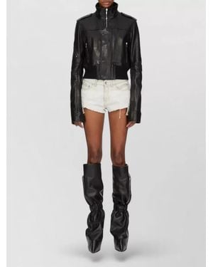 Rick Owens Denim Mid-Rise Straight-Leg Cutoff Shorts - Black