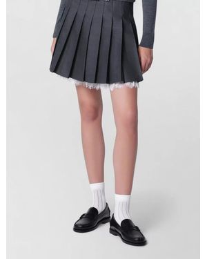 Self-Portrait High Waisted Pleated Skirt Lace Trim - Black