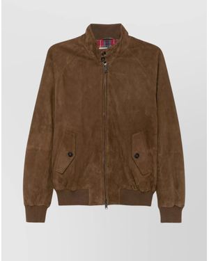 Baracuta Suede Raglan-Sleeve Bomber Jacket - Brown