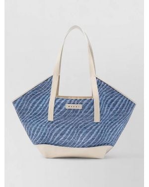 Marni Small Woven Shoulder Tote Bag - Blue