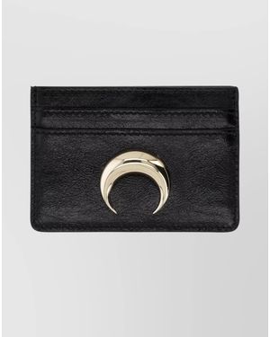 Marine Serre Calf Leather Card Holder - Black