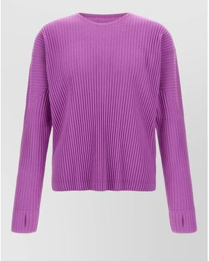 Homme Plissé Issey Miyake Pleated Long Sleeve Top - Purple