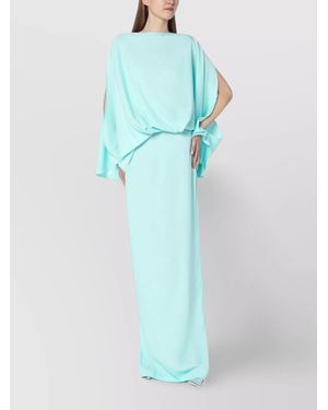 ‎Taller Marmo Draped Boat Neck Dress - Blue