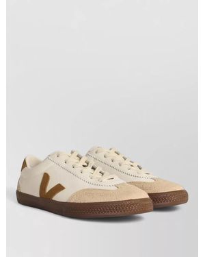 Veja Low Top Trainers Contrast Panels Rubber Sole - Natural
