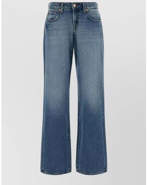 7 For All Mankind Denim Low-Rise Straight-Leg Jeans - Blue