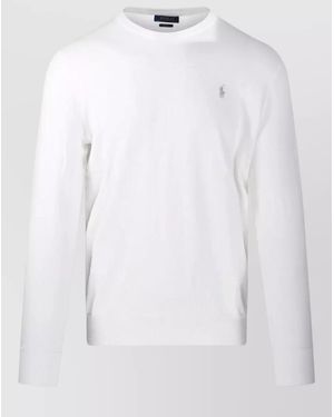 Ralph Lauren Crew Neck Sweater Long Sleeve Design - White