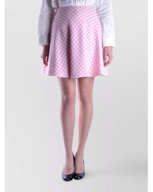 Prada High-Waisted A-Line Skirt Checkered Pattern - Pink