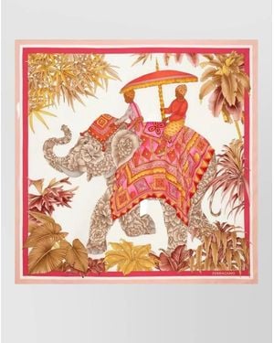 Ferragamo Silk Printed Foulard - Orange
