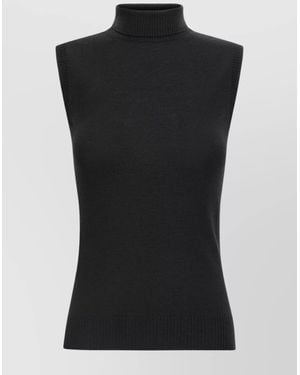 Sportmax 'High Neck Sleeveless Knitwear With Ribbed Details' - Black