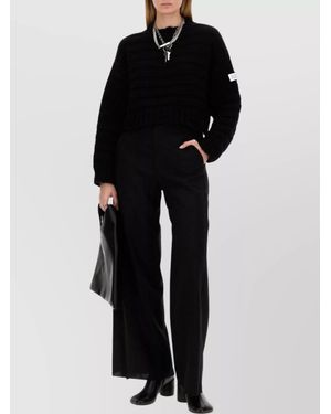 MM6 by Maison Margiela Destroyed Cropped Wool-Blend Jumper - Black