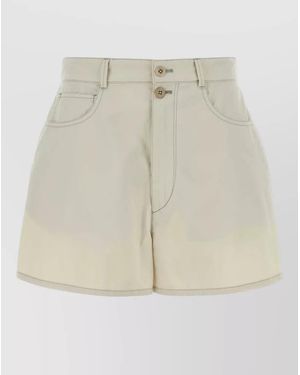 Lemaire Cotton Shorts Belt Loops Front Back Pockets - Natural