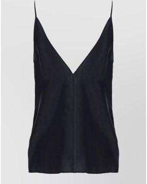 Alysi Silk Top Lightweight Fabric Spaghetti Straps Neckline - Blue