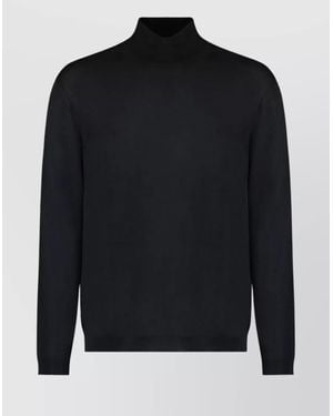 Roberto Collina Merino Wool Ribbed Turtleneck Jumper - Blue