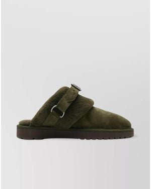 Burberry Shearling Suede Slippers - Green
