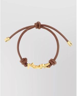Saint Laurent Leather Cassandre Bracelet Tone Hardware - Metallic
