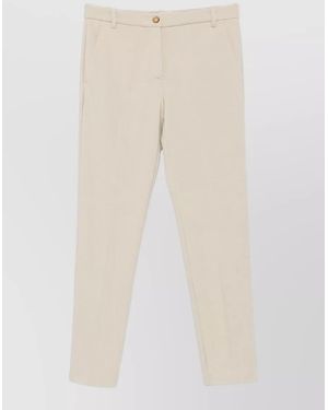 Pinko Straight Leg Pants Belt Loops Pockets - Natural