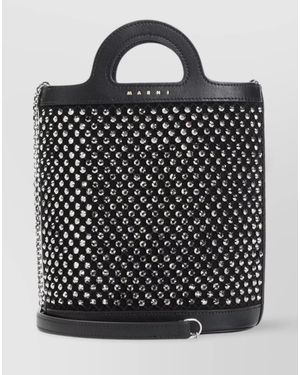 Marni Tropicalia Nano Embellished Mesh Bucket Bag - Black