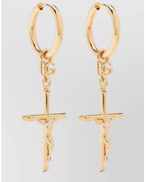 Dolce & Gabbana Cross Pendant Hoop Earrings Design - Multicolour