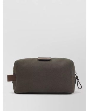 Giorgio Armani Leather Handle Flat Rectangular Briefcase Case - Grey