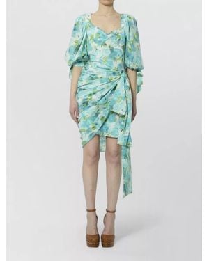 Chloé Silk Floral-Print Asymmetric Midi Dress - Green