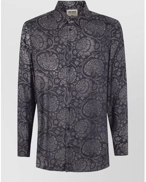 Uma Wang Moulay Shirt Long Sleeves Floral Pattern - Blue