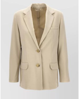 Helmut Lang Logo Band Blazer With Chest Pocket - Natural