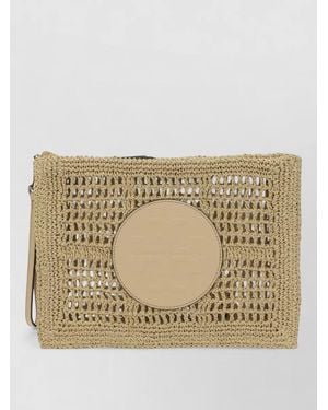 Tory Burch Ella Raffia Clutch Bag - Natural