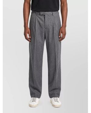 PT Torino Cashmere-Blend Mid-Rise Straight-Leg Tailored Pants - Gray