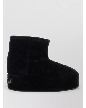 Balenciaga Suede Alaska Ankle Boots Platform Sole - Black