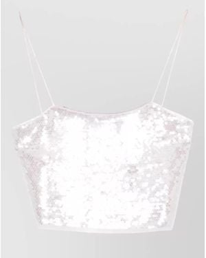 forte_forte Sequin Cropped Top Spaghetti Strap Design - White