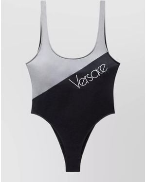 Versace Two Tone Swimsuit High Cut Leg Scoop - Multicolour