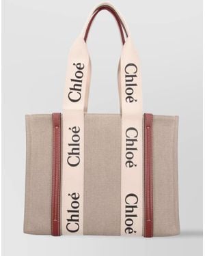 Chloé Woody Linen Tote Bag - Natural