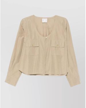 forte_forte Cotton-Blend Long-Sleeve Blouse - Natural