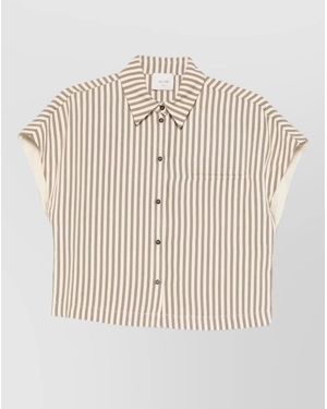 Alysi Short Sleeve Shirt Chest Pocket Collar - Natural