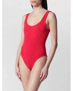 Hunza G Scoop Neck Sleeveless Textured Beachwear One Piece - Pink