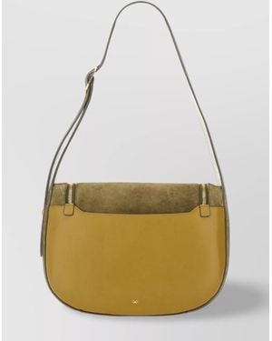 Anya Hindmarch Shoulder Bag With Suede Panel And Pockets - Metallic