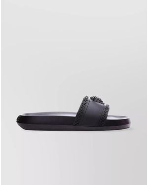 Versace Flat Sole Open Toe Sandals - Black