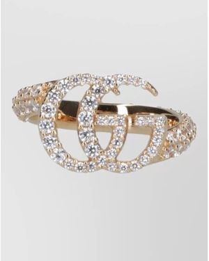 Gucci Band Ring Tone Open Pave - White