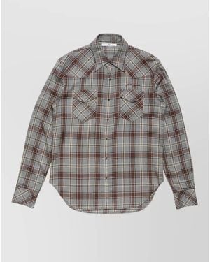 Acne Studios Checked Shirt Button Down Collar Pockets - Gray