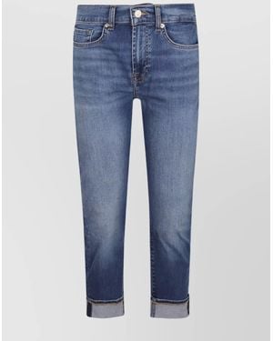 7 For All Mankind Mid-Rise Skinny Cropped Denim Pants - Blue