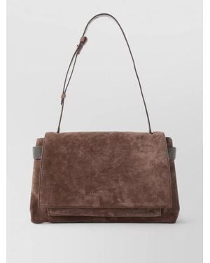 Brunello Cucinelli Shoulder Clutch Bag Soft Texture Lightweight - Brown