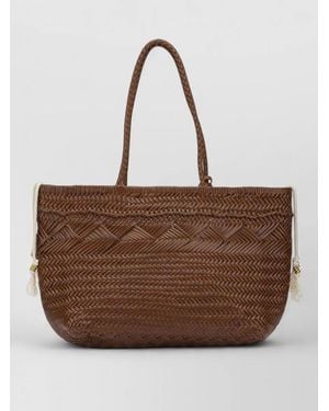 Gianni Chiarini Tote Bag Dual Handles Tassel Detail - Brown
